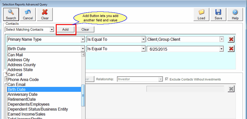 Screen 4: Adding Birth Date to the list