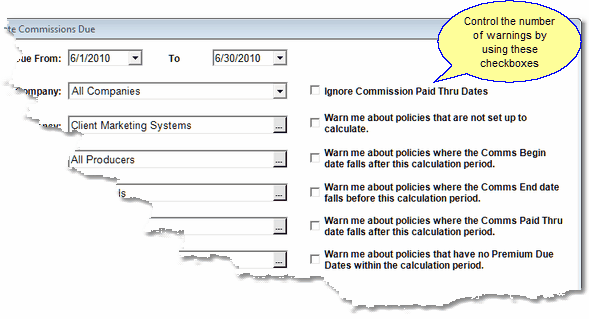 Setting Which Warnings You Will Receive After Calculating