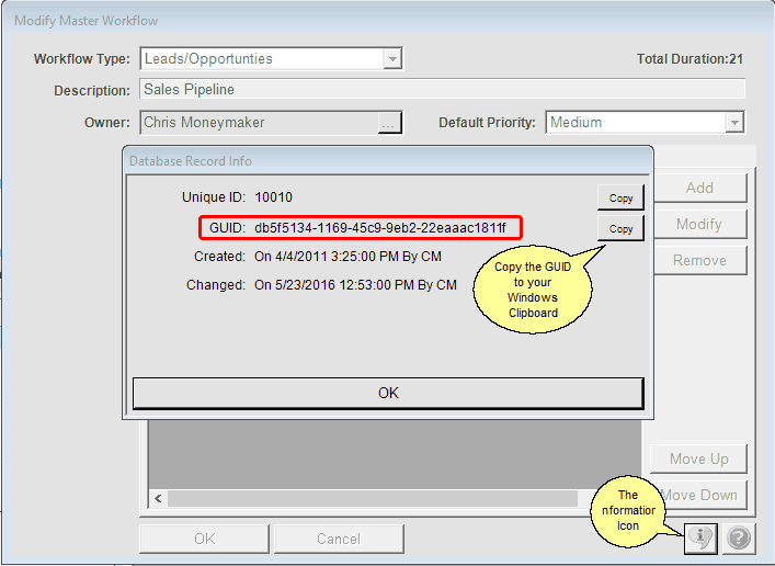 The Master Workflow's GUID