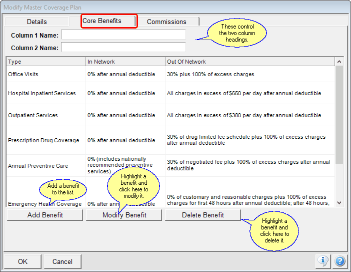 Entering Core Benefits