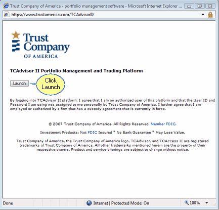 This will start the TCAdvisor II application as if you started if from your desktop.