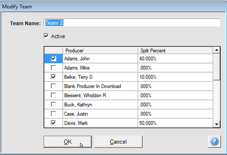 Check off the members you want to be on the team.