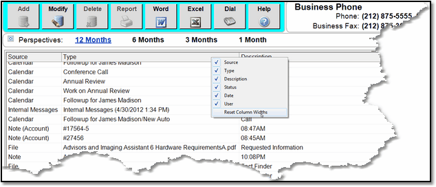 Right click on the column headings to get this menu.