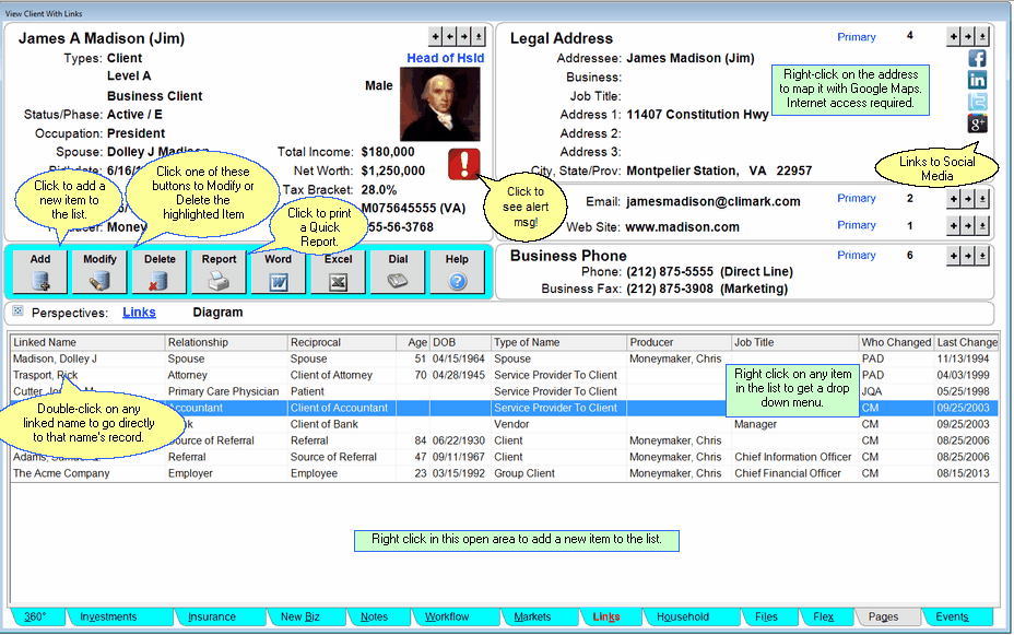 View Client With Links