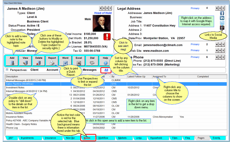 View Client With Notes - Client Perspective