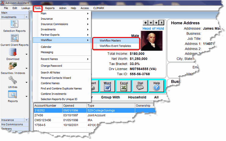 Screen 1: Tools Menu